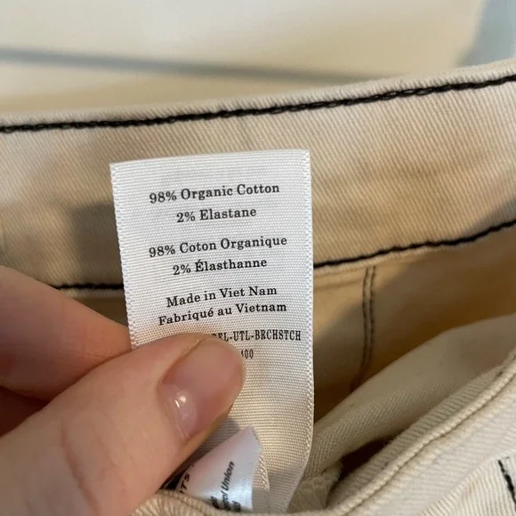 Everlane Utility Barrel Pant Bone White Contrast Stitch High Rise Size 16 - Picture 8 of 8